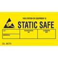 Decker Tape Products Label, DL9070, STATIC SAFE, 1-3/4" X 3" DL9070